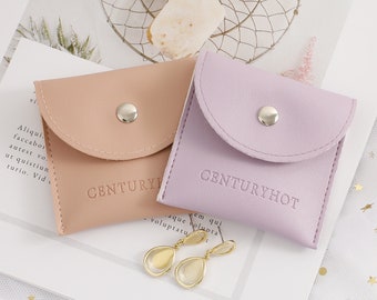 Custom Logo Faux Leather Jewelry Bag, Personalized Button Pouch (50 Pieces)