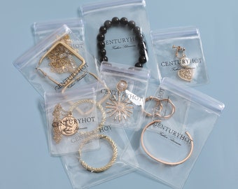 Borsa per gioielli con logo personalizzato da 100 pezzi, borsa per bracciale, borsa per collana, borsa per anelli, borsa per imballaggio trasparente