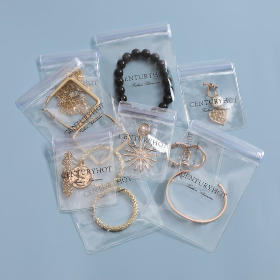 100pcs Custom Logo Jewelry Bag, Bracelet Bag, Necklace Bag, Ring Bag,  Transparent Packaging Bag 