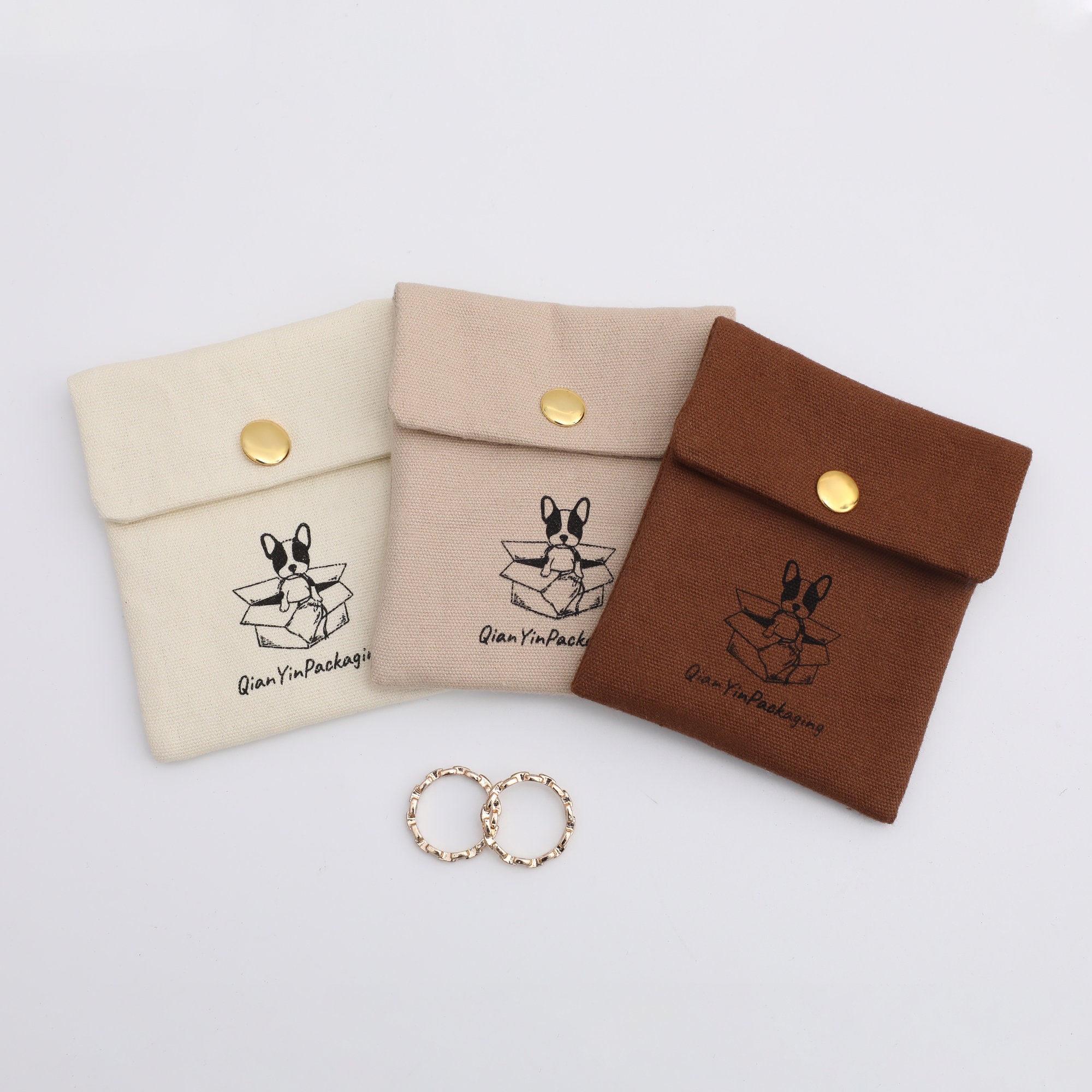 Small jewelry brands: 50pcs low MOQ double cotton pouch, 50% less inventory waste (soft, breathable, from product introduction)