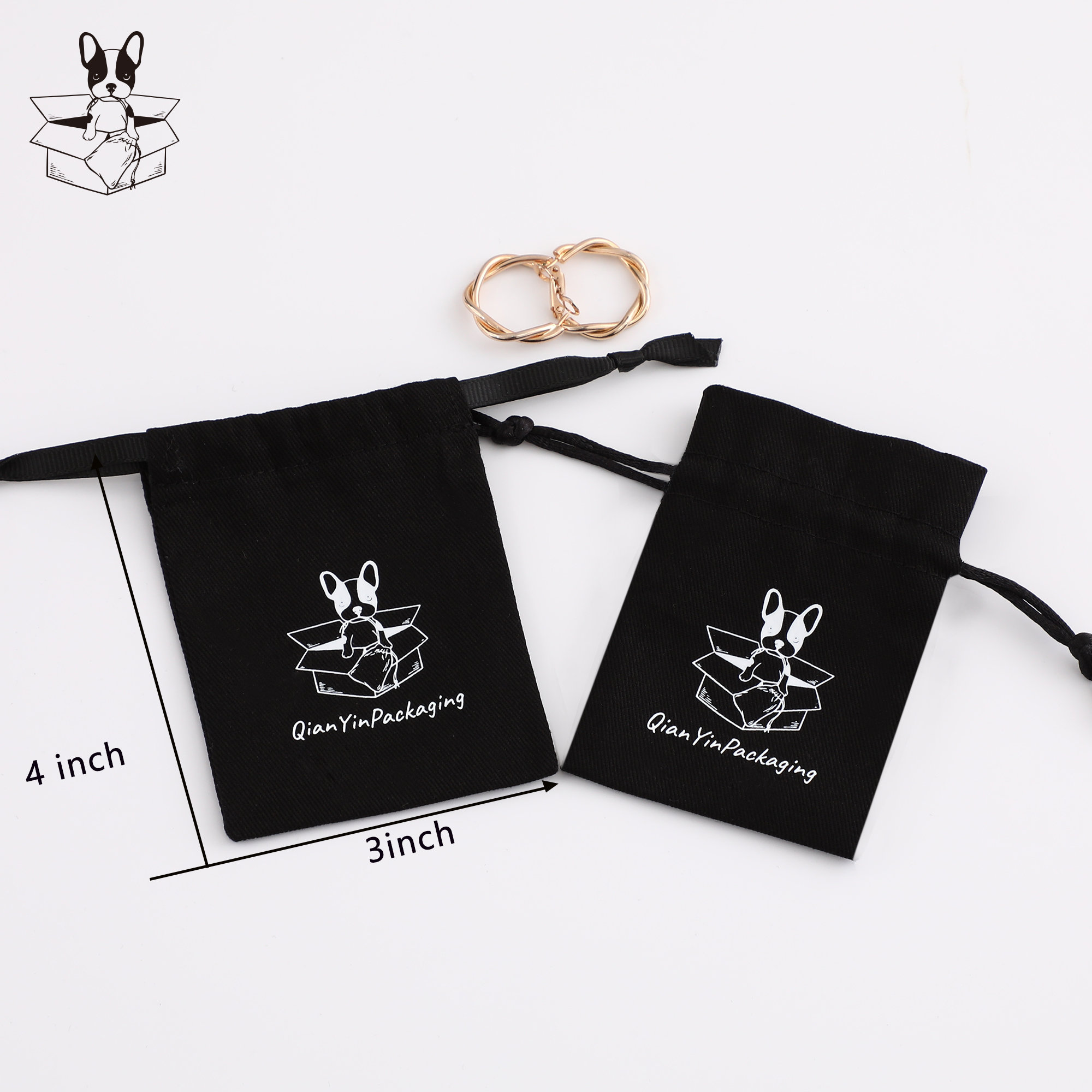 Cotton Drawstring Dust Pouch Packaging with customizable logo and style options for brand consistency