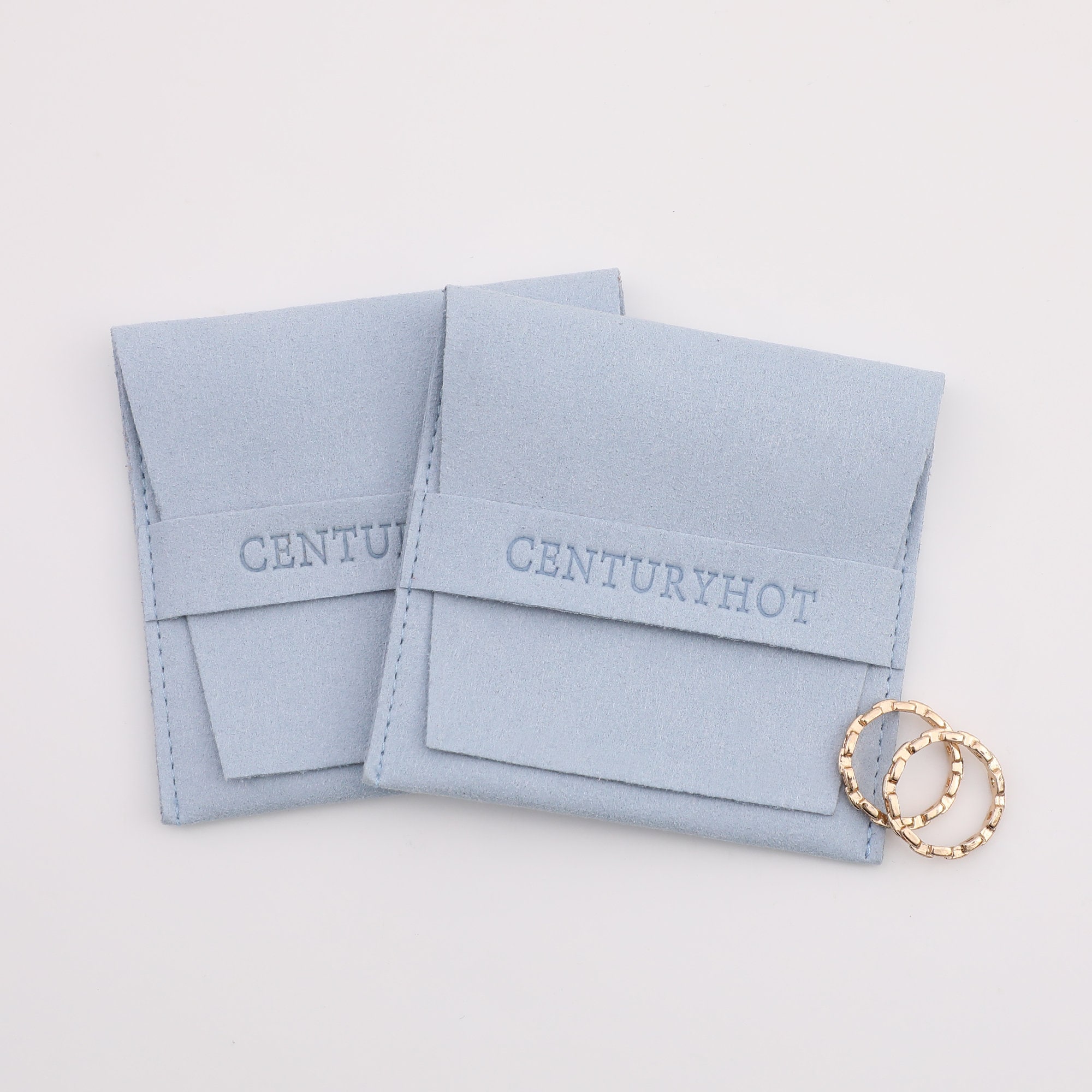 Peacock Blue Microfiber Bags with custom logo: ideal for small jewelry brands to build brand identity