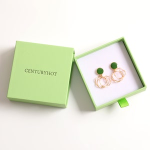 50 stks avocado groene ketting doos oorbellen ring sieraden verpakking custom logo schuiflade doos met lint