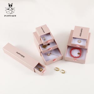 PUPPYSEW Scatola portagioie in cartone con cassetto, colori multipli, carta kraft di alta qualità, scatola portaoggetti fatta a mano con logo personalizzabile
