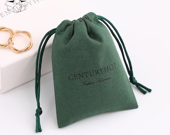 50 green microfiber personalized color logo drawstring bags custom bags jewelry bags necklace bags packaging bags