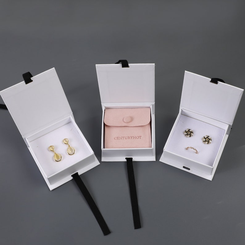 50pcs White Ribbon Gift Box Custom Necklace Box With Etsy