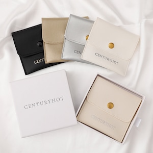 50 Faux Leather Bag Cream Jewelry pouch, Snap Pocket, Custom Logo PU Bag