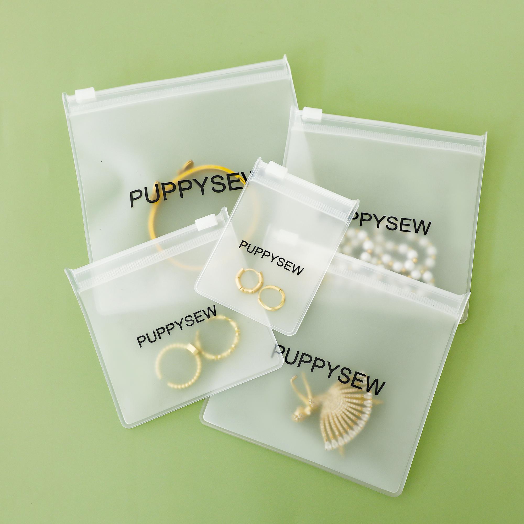Custom logo matte frosted jewelry bags with multiple size options for branding and gift storage