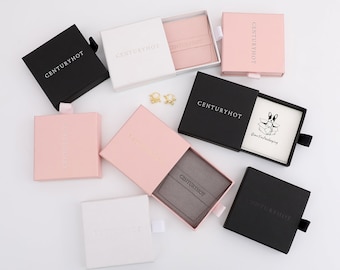 50 sets 9×9cm jewelry boxes and jewelry bags, custom embossed logo, personalized paper boxes,  small packaging boxes and bags