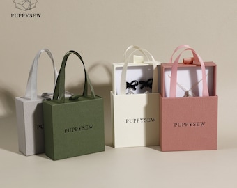 PUPPYSEW 50pcs Handbag Ribbon Drawer Box Jewelry Packaging Box Earring Jewelry Box Ring Earring Jewelry Paper Box Necklace Bracelet Gift Box