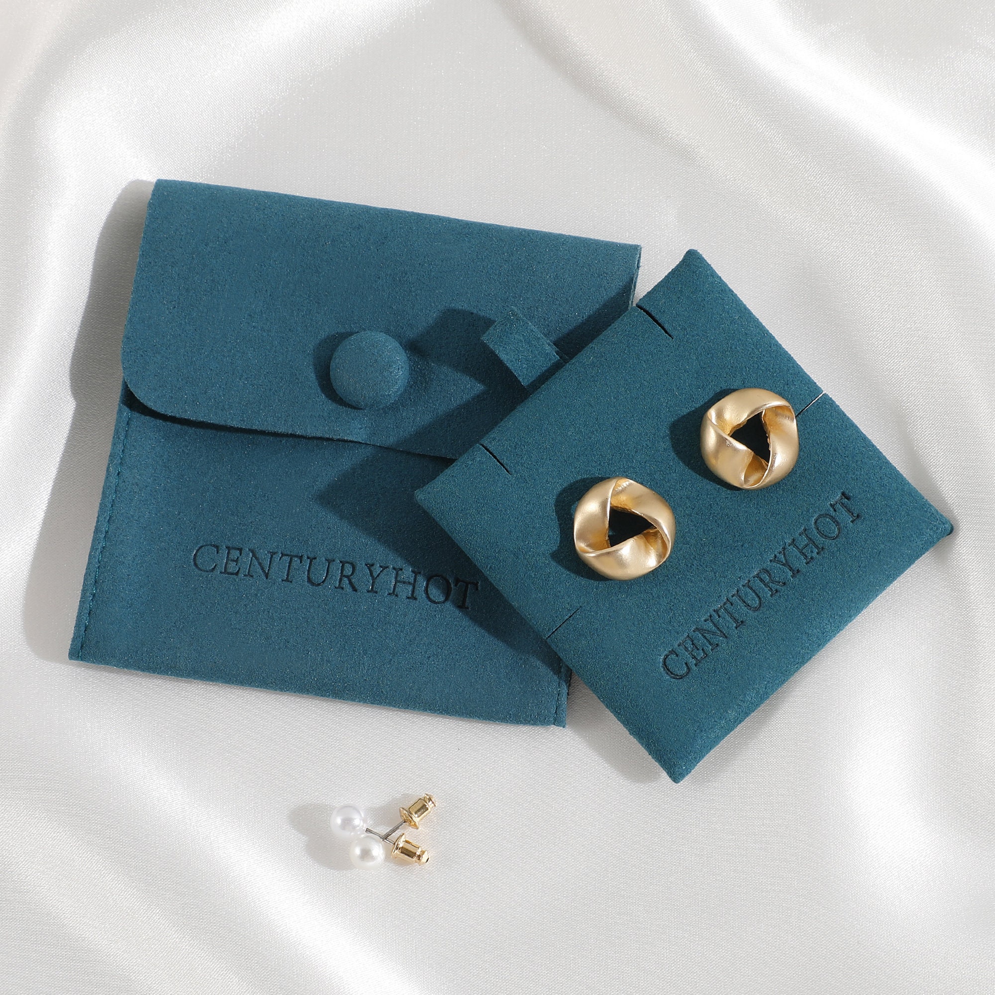 Button Pouch-Earrings Set with Custom Logo for Branded Jewelry Packaging