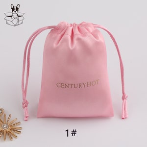 100 rosa Satin Kordelzug personalisieren Logo benutzerdefinierte Staub Beutel Schmuck Verpackung Beutel Druck Großhandel Geschenk Verpackung Produktbeutel