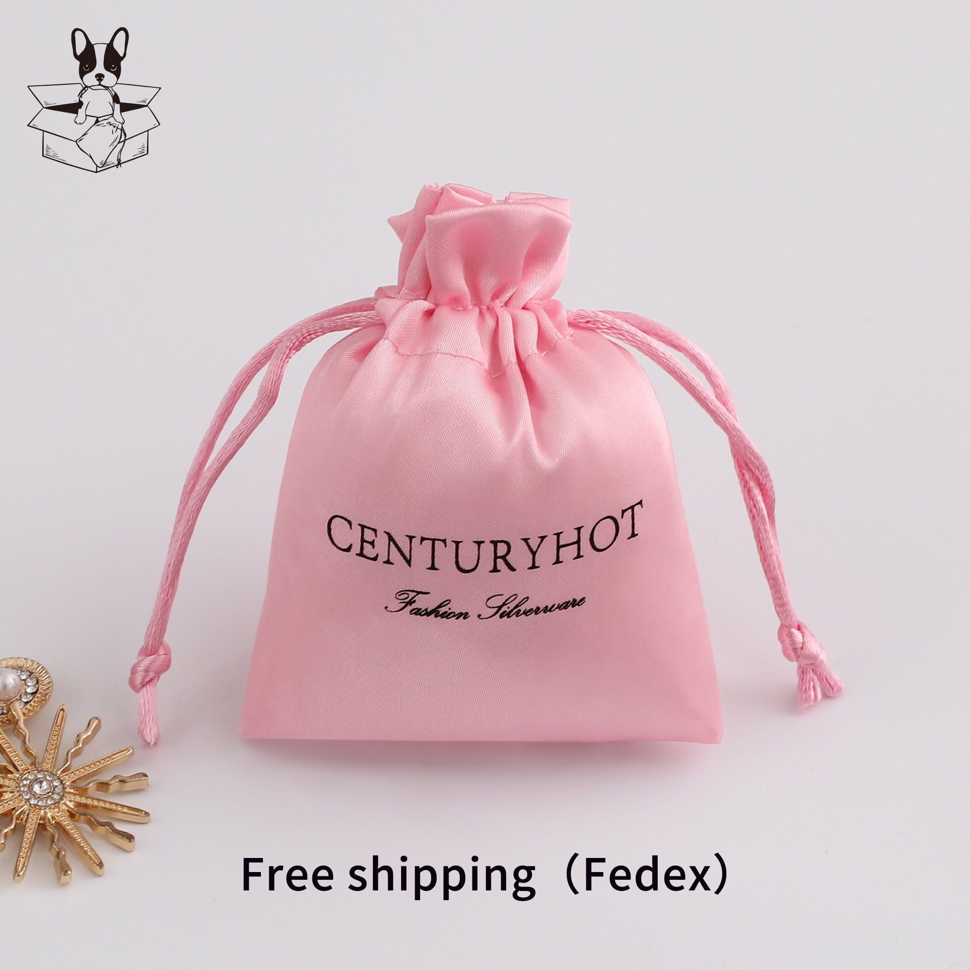 Small jewelry brands attract young shoppers with MOQ 100Pcs custom logo pink satin drawstring pouch (satin material, 4-7 day production)