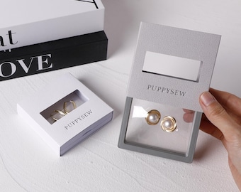 50 fundas personalizadas para cajas de joyería con logotipo / Embalaje de cartón texturizado para pequeñas empresas