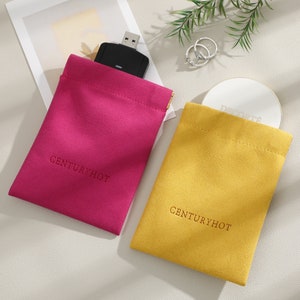 Sac vert 50 pcs Logo personnalisé Boucle à ressort Sac en microfibre Sac rouge à lèvres épais Sac à cosmétiques Sac à main Sac à bijoux Porte-cartes Porte-clés Mini sac