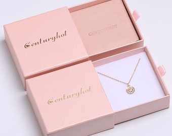 50pcs Pink Paper box custom jewelry box personalized logo chic small jewerly packaging box bulk drawer cardboard box