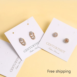 100 stks witte sieraden verpakking kaart custom logo gepersonaliseerde ketting kaart opknoping verpakking display papieren tag logo oorbel kaart: