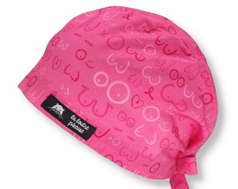 Surgery cap - October pink - covering model, nurse, operating room, surgeon, dentist, anesthetist, veterinarian