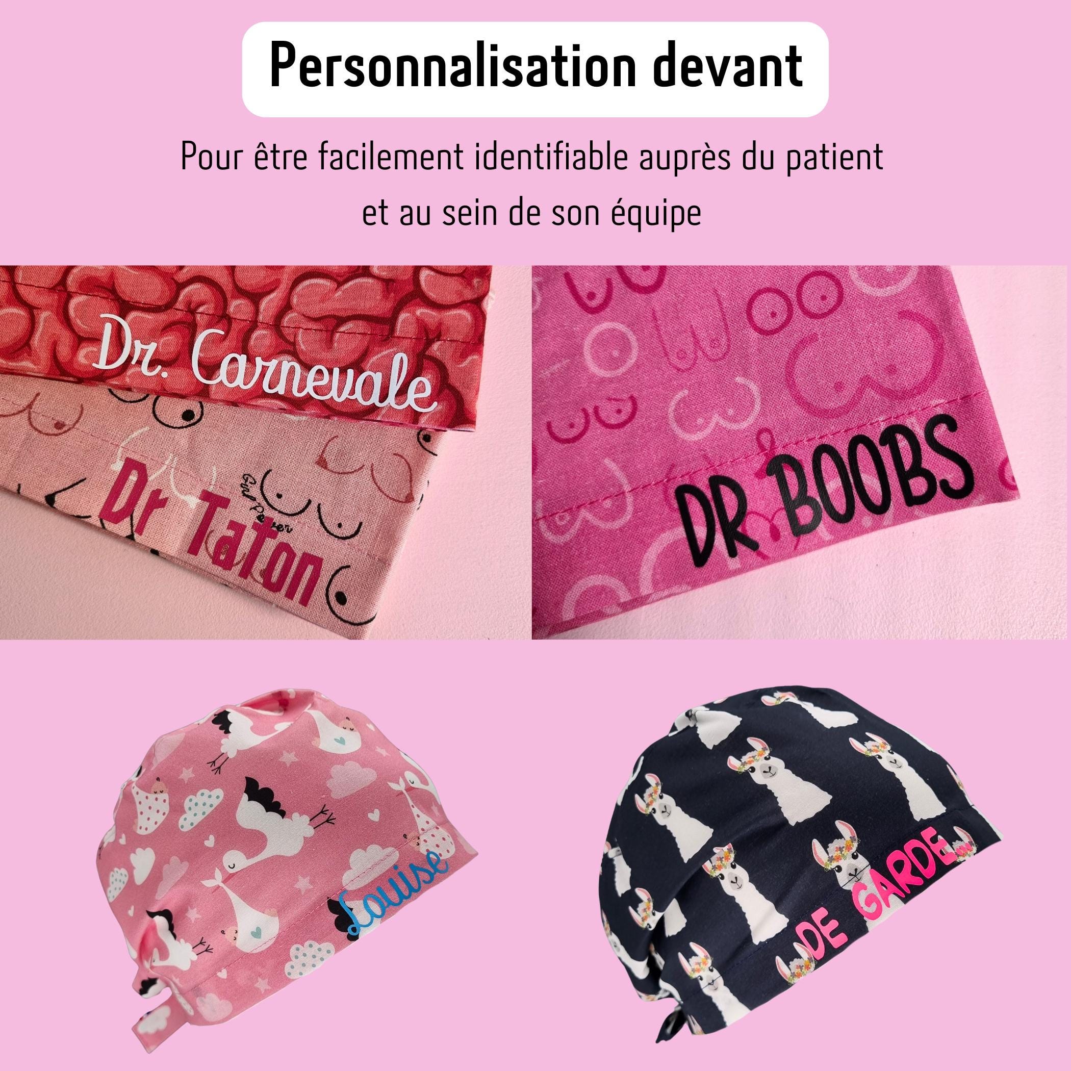 OP-Haube Mit Druck – Kurze Haare, Baumwolle, In Marineblau Mit Jungle-Print, Für Pflege- & Medizinpersonal