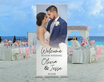 Wedding Banner, Wedding Welcome Sign, Wedding Roll Up Banner, Retractable Wedding Standing Banner, Wedding Template Standing Banner