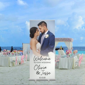 Wedding Banner, Wedding Welcome Sign, Wedding Roll Up Banner, Retractable Wedding Standing Banner, Wedding Template Standing Banner