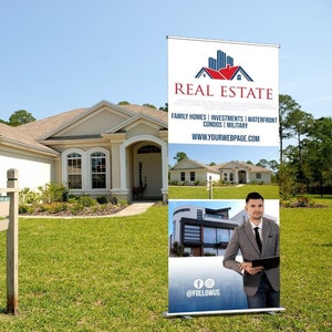 Real Estate Standing Banner, Retractable Banner, Real Estate Business Sign, Real Estate Banner, Real Estate Branding Template