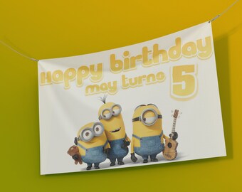 Minion Personalized 6x2 Vinyl Birthday Banner Free Shipping