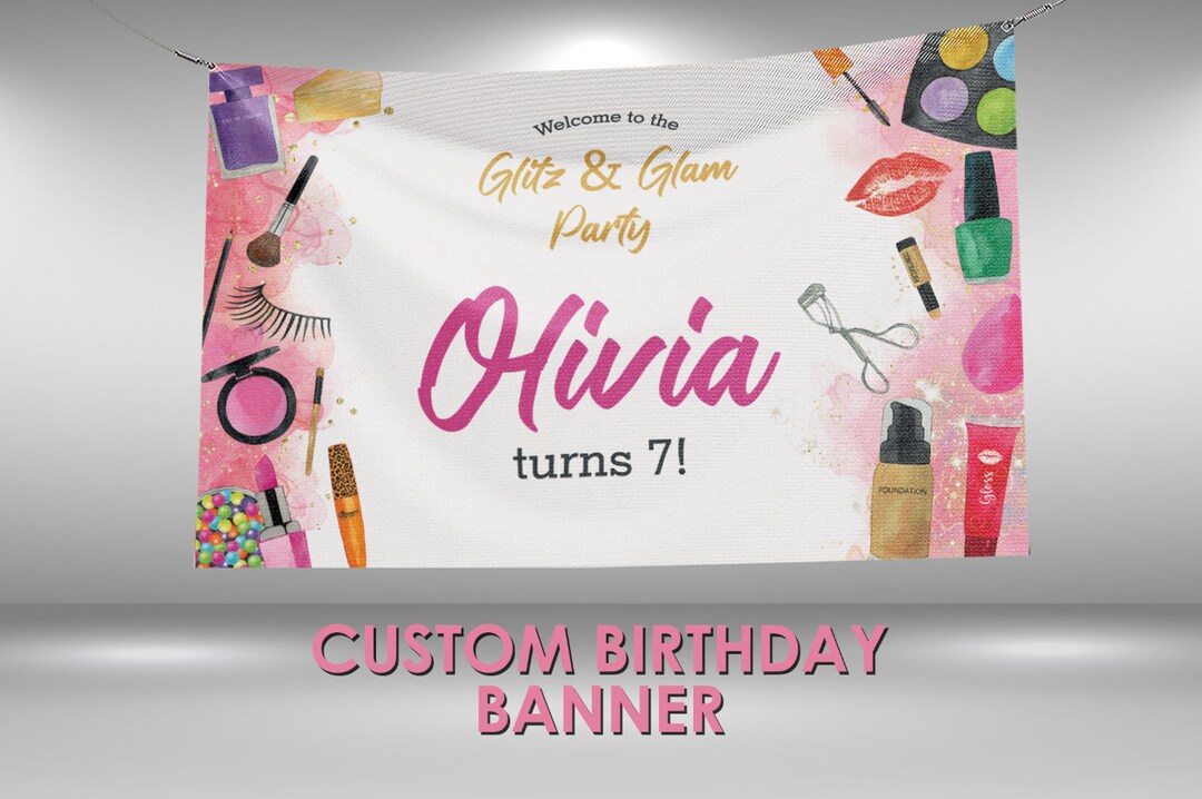Glitz and Glam Birthday Banner, Glam Party Decorations Vinyl Banner ...