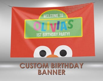 Elmo Birthday Banner, Elmo Party Custom Vinyl Banner, Elmo Theme Party Banner, Elmo Party Sign, Elmo Birthday Banner