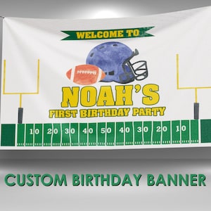 American Football Birthday Banner Decoration, Personalized Name, Vinyl Banner Design