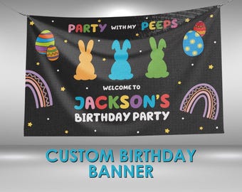 Peeps Birthday Banner, Peeps Party Custom Vinyl Banner, Peeps Theme Party Banner, Peeps Party Sign, Peeps Birthday Vinyl Banner