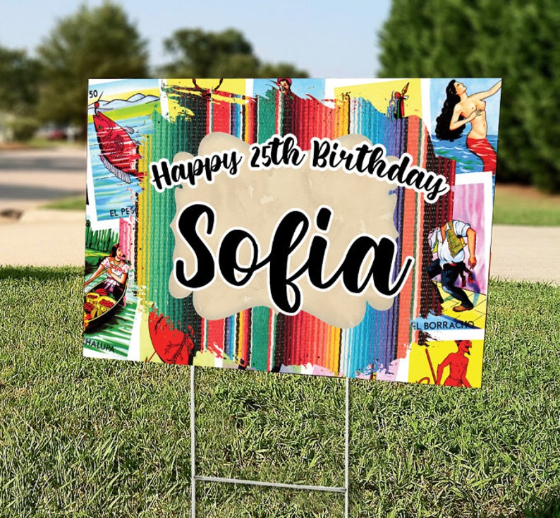 Loteria Birthday Banner, Loteria Party Decor, Custom Vinyl Banner, Personalized Name image 3