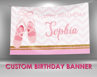 Ballet Birthday Banner, Ballet Party Decor, Custom Vinyl Banner, Personalized Name