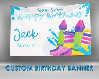 Splish Splash Birthday Banner, Splish Splash Party Themed, Inflatable Water Custom Party Banners, Splish Splash Vinyl Banner Personalized