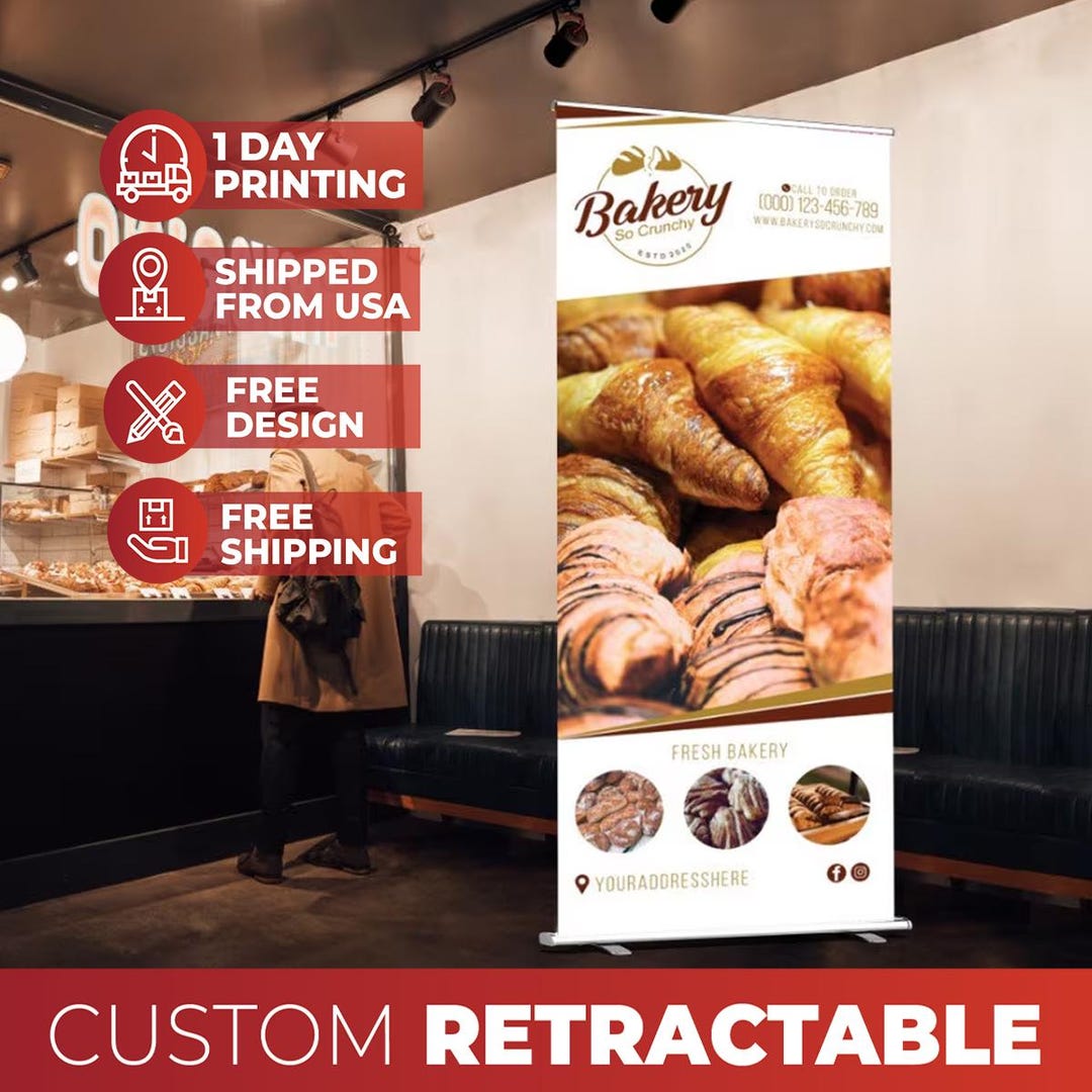 Bakery Business Sign, Bakery Retractable Banner, Business Sign Desserts ...