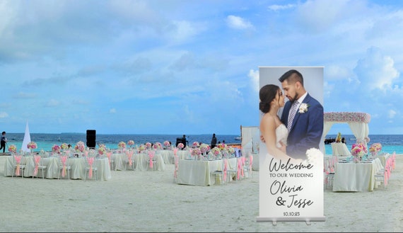 Wedding Banner, Wedding Welcome Sign, Wedding Roll Up Banner, Retractable Wedding Standing Banner, Wedding Template Standing Banner