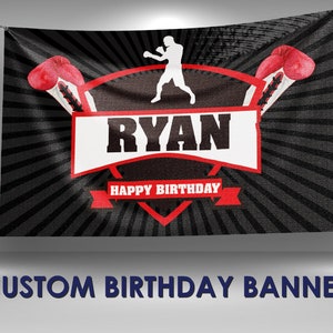 Boxing Birthday Banner, Boxing Party Decorations, Custom Party Banners, Boxing Birthday Party Vinyl Banner, Boxing Personalized Banner