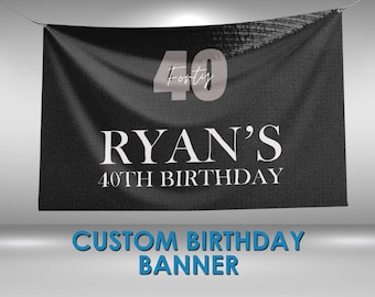 40th Birthday Banner, 40th Birthday Party Custom Vinyl Banner, 40th Birthday Theme Party Banner, 40th Birthday Party Sign