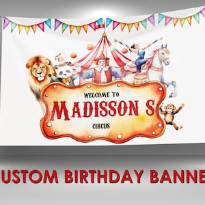 Circus Clown Birthday Banner, Circus Birthday Party, Circus Birthday Custom Party Banners, Clown Party Circus Banner, Circus Vinyl Banner
