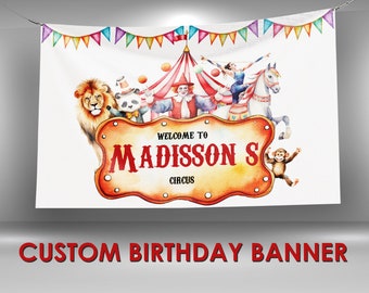 Circus Clown Birthday Banner, Circus Birthday Party, Circus Birthday Custom Party Banners, Clown Party Circus Banner, Circus Vinyl Banner