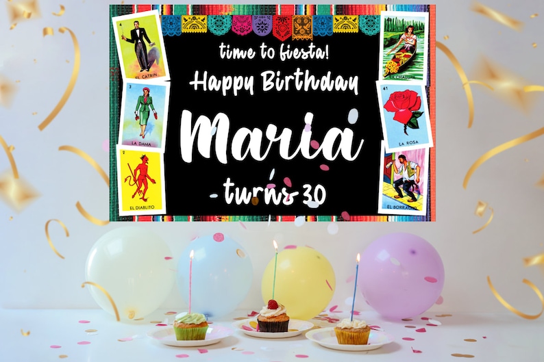 Loteria Birthday Banner Loteria Party Decor Personalized image 2