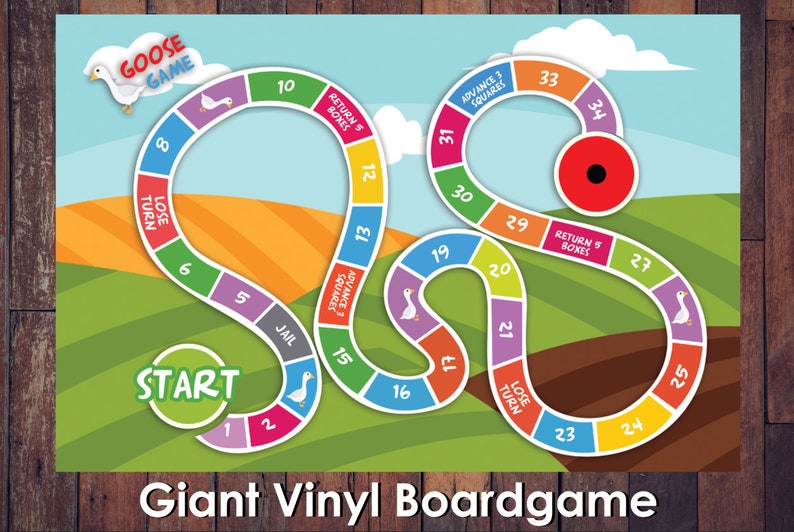 Game of the Goose Vinyl Play Mat Kids Board Game Printed in image 1