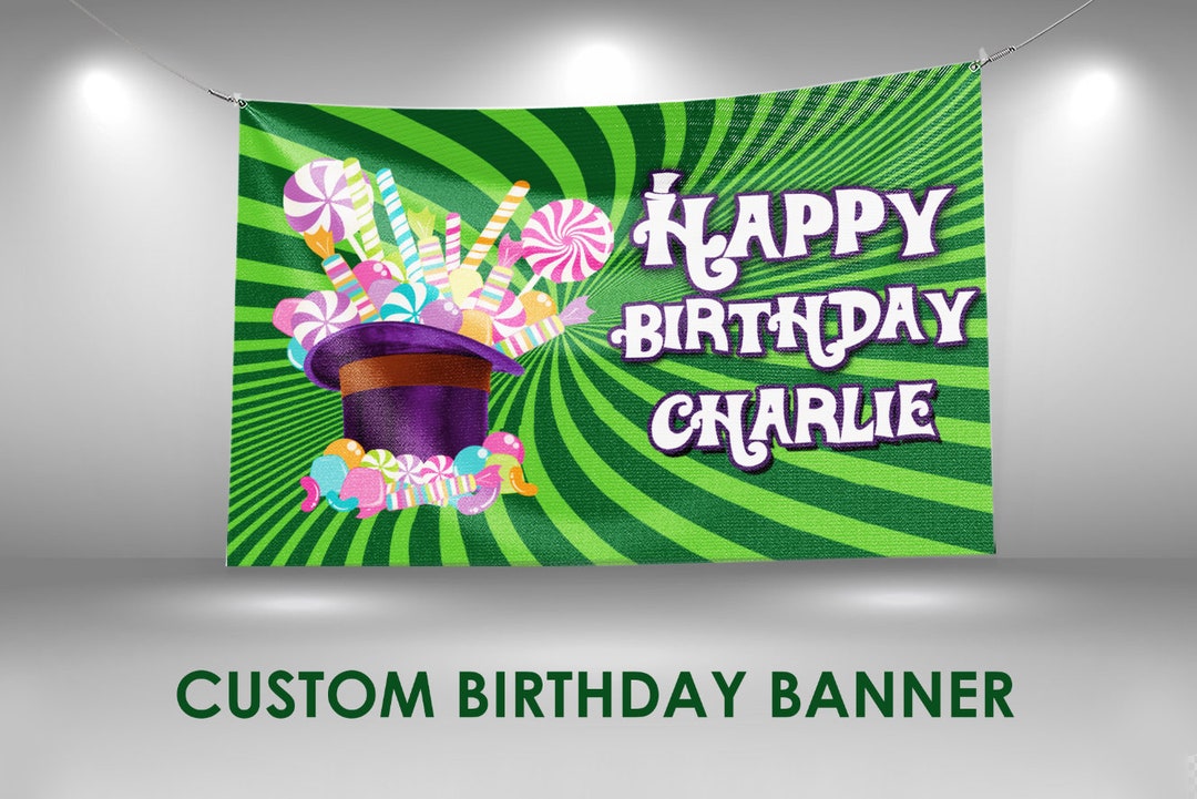 Chocolate Birthday Banner, Chocolate Factory Party, Custom Vinyl Banner ...