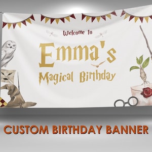 Wizarding Birthday Vinyl Banner, Wizard Birthday Decoration Banner, Magical Birthday Party Banner, Wizard School Party Decor