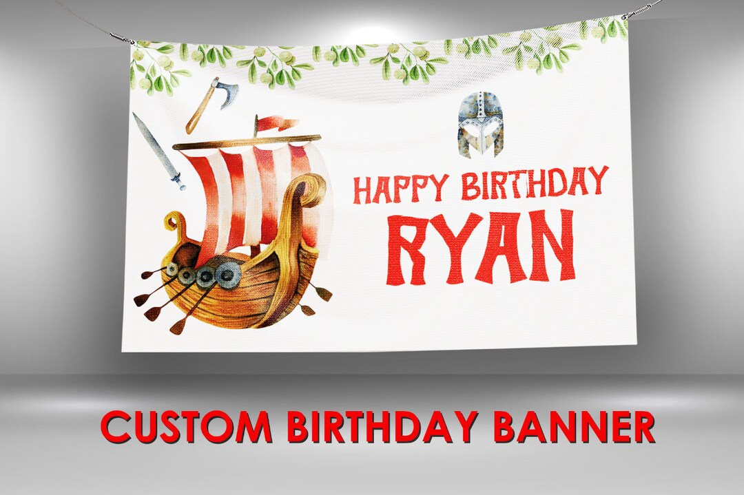 Viking Birthday Banner, Viking Party Decorations, Viking Party Vinyl ...