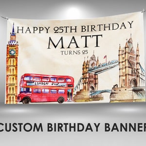 London Birthday Printable Banner, London Baby Birthday Banner, Personalized Banner, London Birthday Decorations, Party Banner