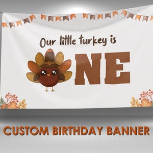 Happy Thanksgiving Birthday Banner, Thanksgiving Vinyl Banner Sign, Thanksgiving Backdrop, Happy Thanksgiving Sign, Full Color Printed