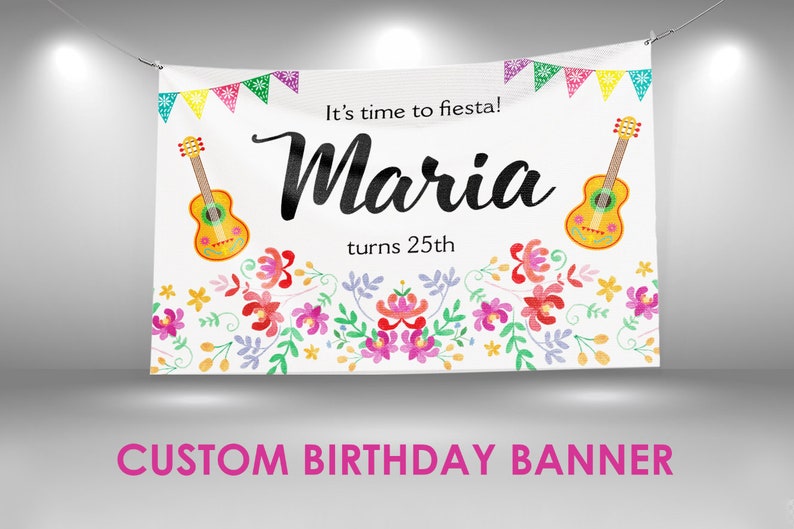 Mexican Fiesta Birthday Banner Mexican Decor Party Custom | Etsy