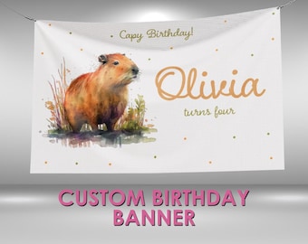 Capybara Birthday Banner, Capybara Party Custom Vinyl Banner, Capybara Theme Party Banner, Capybara Party Sign
