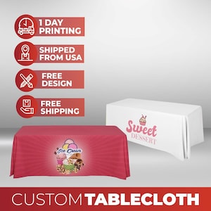 Custom Table Cloth with Logo, Rectangular Table Cloth, Trade Show Table Personalized Logo, Table Throw Business Logo Trade Show